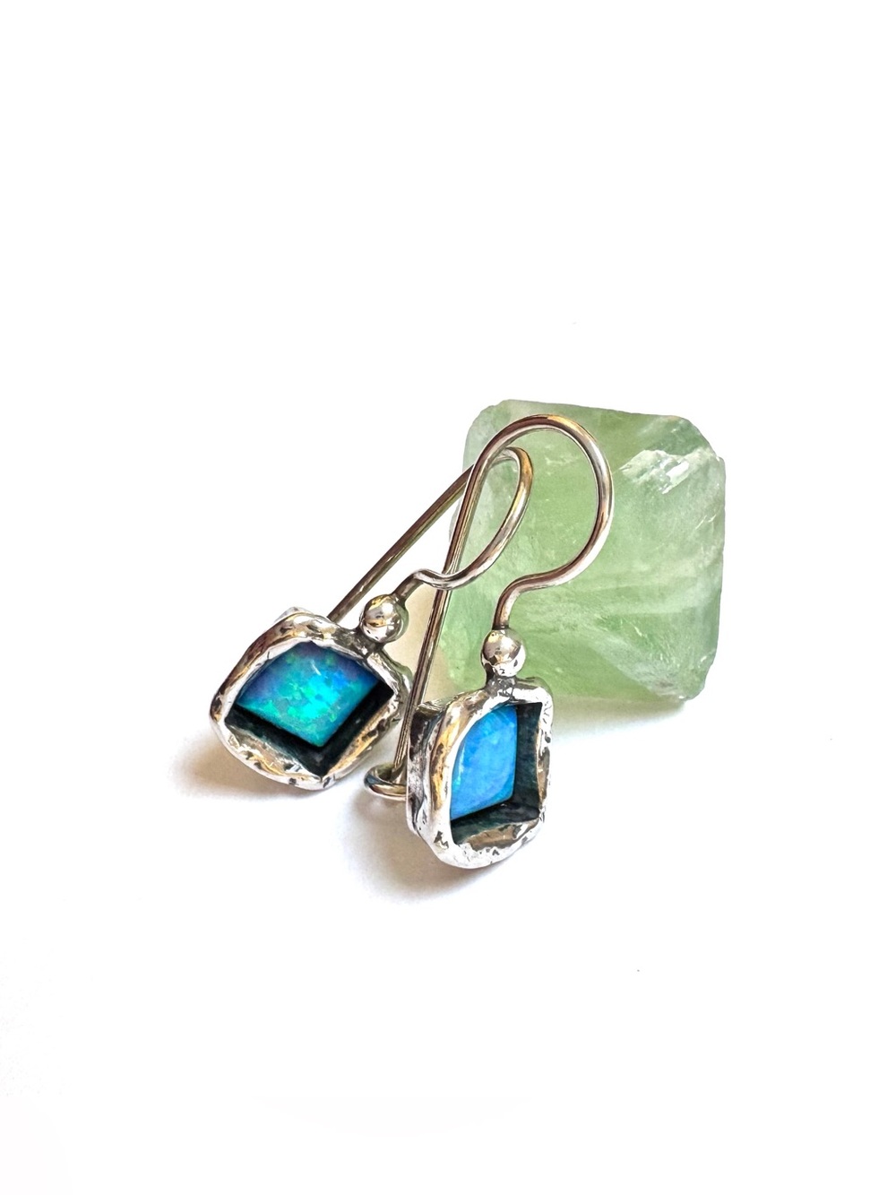 NEW ARTISAN Earrings Blue Opal Sterling Silver Drop Blue Opal NEW W/O TAG